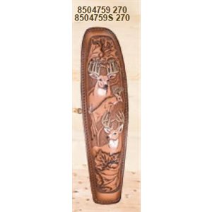 Tan Leather Trophy Gunsling with Embossed Deer Heads, Leapin