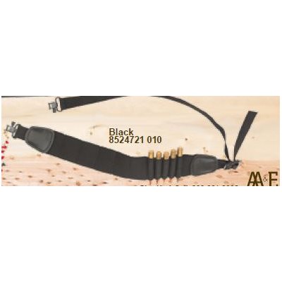 Black Elastic Lite Weight Rifle Shell Sling with Leather Tab