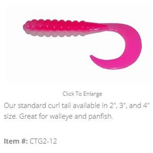"2"" CURL TAIL GRUB / PINK / WHITE (10 PACK)"