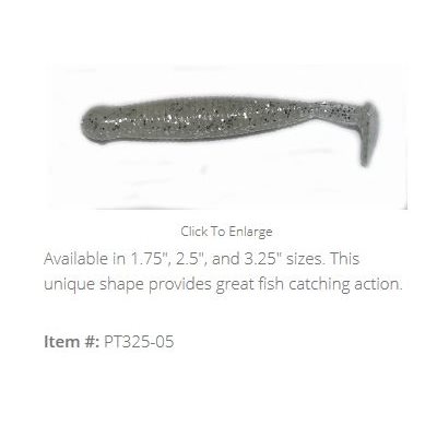 "3.25"" Paddle Tail Grub Glow Silver