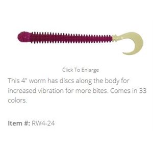"4"" DISC WORM / PURPLE / WHITE GLOW TAIL (10 PACK)"