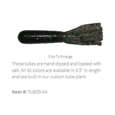 "3.5"" SALT TUBE / SMOKE W / BLACK & GREEN FLAKE (PAQ. 10)