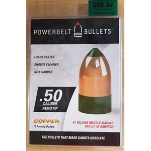 PowerBeltä Bullets – 15 pk .50 Cal. 295 gr. Copper, AeroTip