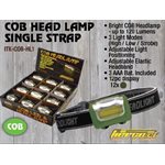 COB Headlamp with single strap, 120 Lumens, 3 Modes, Black / O
