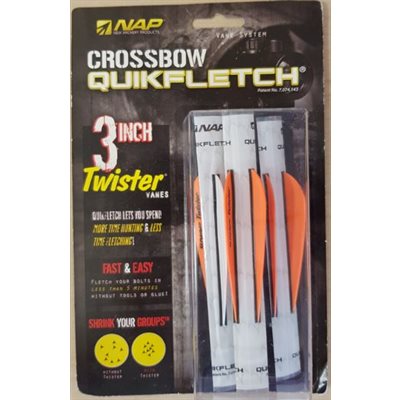 QUIKFLETCH 3" TWISTER FOR CROSSBOW - W / O / O (3 PACK)