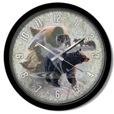 15" dia. Contemporary Clocks BLACK BEAR