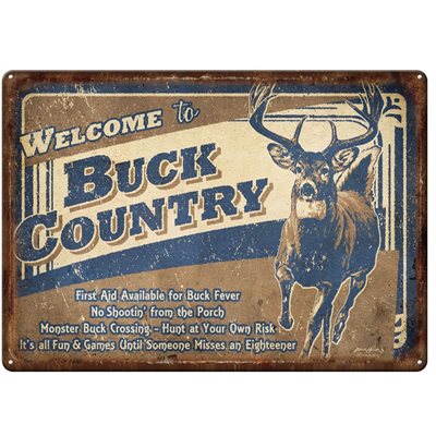 Tin Sign 12in x 17in - Buck Country